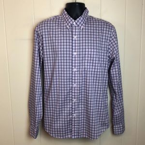 J Crew Long Sleeve Offshore Performance Shirt Sz L Pink Blue Plaid